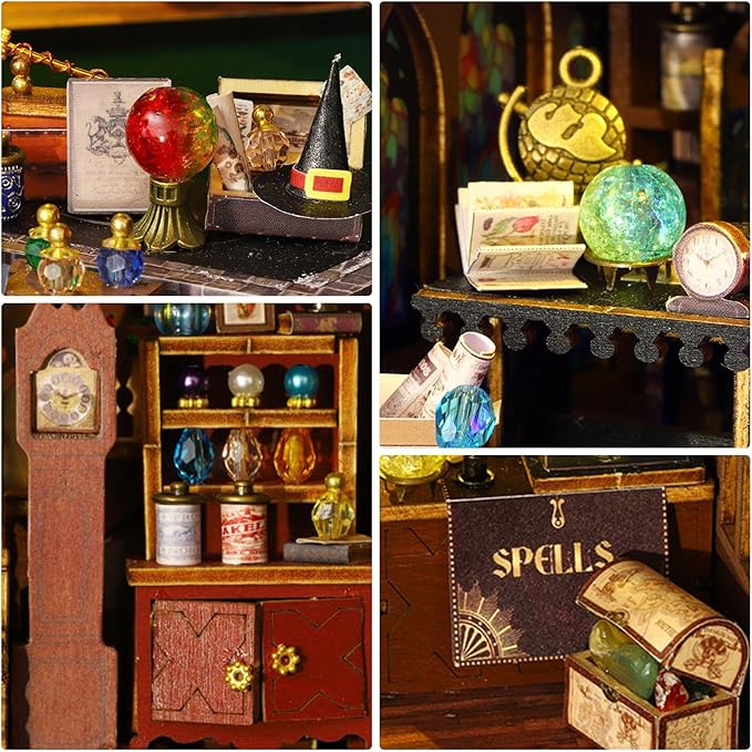 Miniature House Kit, Tiny House Kit with Light, DIY Mini House Building Kits for Adults to Building, Unique Gift for Birthday Christmas, Treasure House