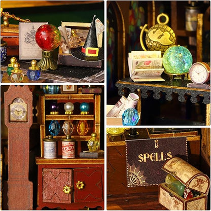 Miniature House Kit, Tiny House Kit with Light, DIY Mini House Building Kits for Adults to Building, Unique Gift for Birthday Christmas, Treasure House