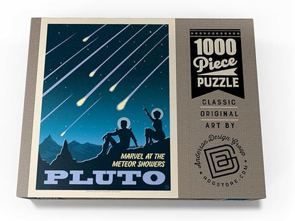 MyPuzzle Pluto: Meteor Showers, Vintage Poster - Premium 1000 Piece Jigsaw Puzzle for Adults