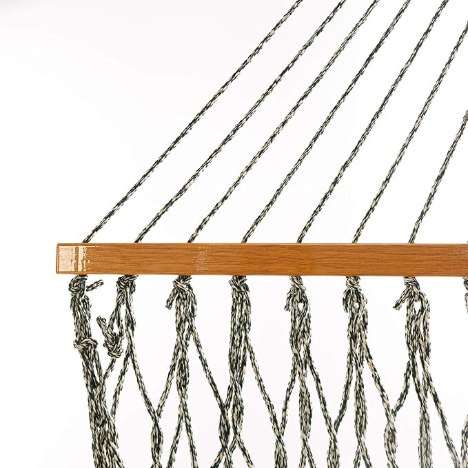 Original Pawleys Island 14DCOTG Deluxe Green Oatmeal Heirloom Tweed DURACORD Rope Hammock with Extension Chains & Tree Hooks, Handcrafted in The USA, 450 LB Weight Capacity, 13 ft. x 60 in.