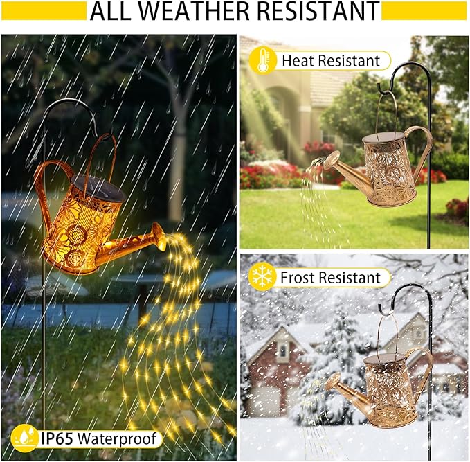 Solar Watering Can Lights Outdoor, Gardening Gifts for Mom Women Grandma Mother's Day, Waterproof Garden Decor Hanging Solar Lantern Lights, Outdoor Patio Yard Porch Decor for Birthday Christmas