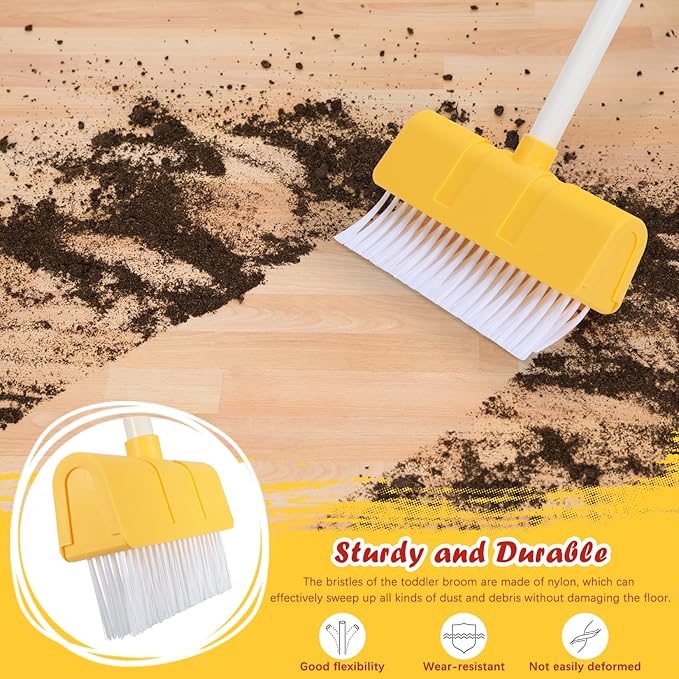 Kids Cleaning Toy Set Toddlers Broom Dust Pan Set for Housekeeping Pretend Play Cleaning Set, Cleaning Toys Gift for Toddlers Girls Boys Age 3-6 Years Old (6PCS - Red Set)