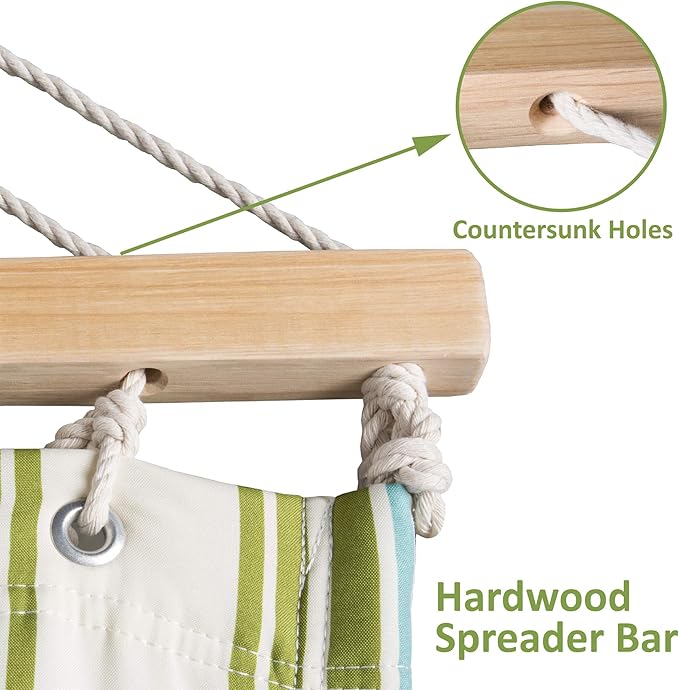 SUNCREAT Portable Double Hammock with Stand, 475 lbs Capacity, Heavy Duty Two Person Hammock with Stand Included, Green Stripe