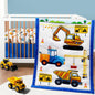 3 Piece Baby Boy Crib Bedding Set Construction Theme Baby Comforter Set for Crib Nursery Bed Set Decor with Fitted Crib Sheet, Comforter and Skirt for Boys Girls (Construction)