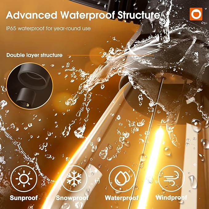 addlon 50FT LED Outdoor String Lights with Edison Shatterproof Bulbs, Weatherproof Strand, Commercial Grade Patio Lights, Decorative for Garden or Patio, Black