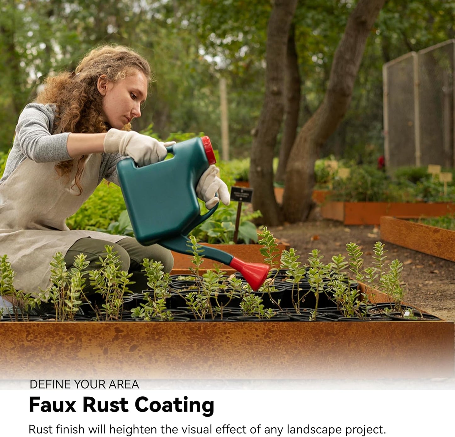 Worth Galvanized Steel Landscape Edging 10" x25' Metal Garden Edging Roll Flexible Bender Border with 8Pcs Stakes for Lawn, Flower Bed Edges, Rust-Like Color