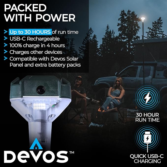 Devos Outdoor | LightRanger 800 Lumen Rechargeable Telescoping LED Lantern | 30 Hour Run Time | Illuminates a 40 Foot Diameter Area | 2 Pack with Padded Case