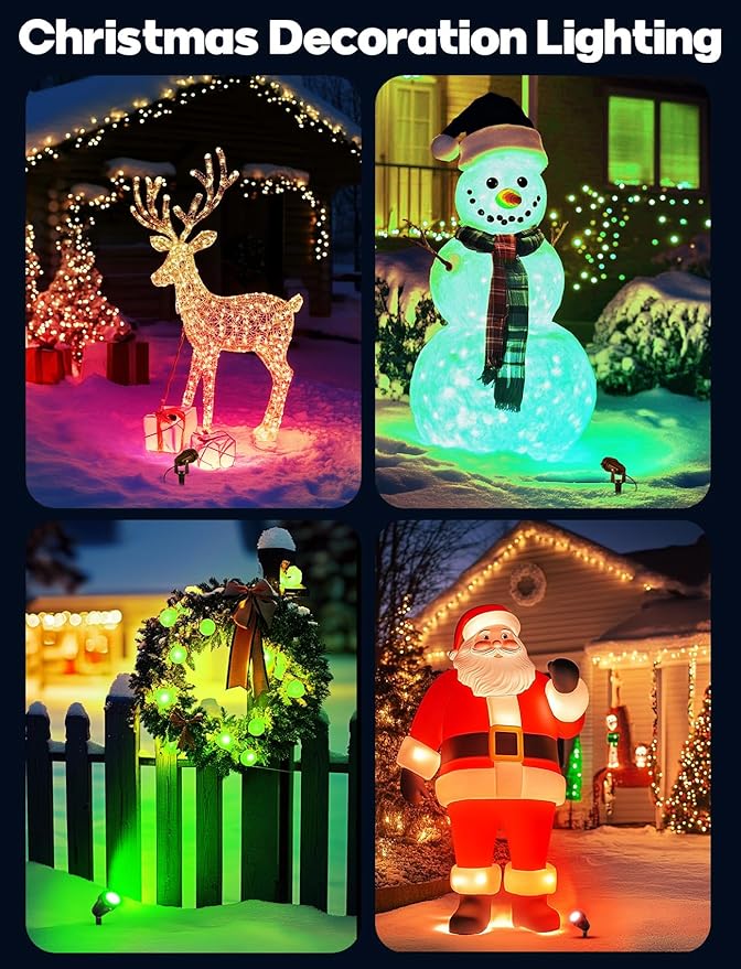 OurLeeme Lawn Flood Light Stake, 2-in-1 Waterproof Outdoor Remote controlle Landscape Lighting Spotlight Wall Light for Yard Garden Driveway Pathway Pool(2 Pack)