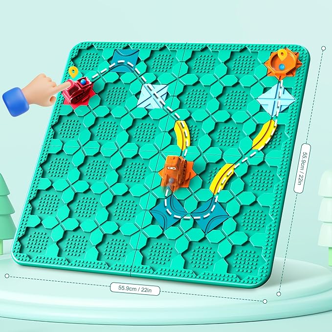 STEM Logic Road Builder Toys: Board Games Toys for 5 Year Old Kids Montessori Brain Teaser Puzzles Educational Learning Activities Toy for Kid Ages 3 4 6-8 12 Boys Girls Gifts (Blue, 50PCS)