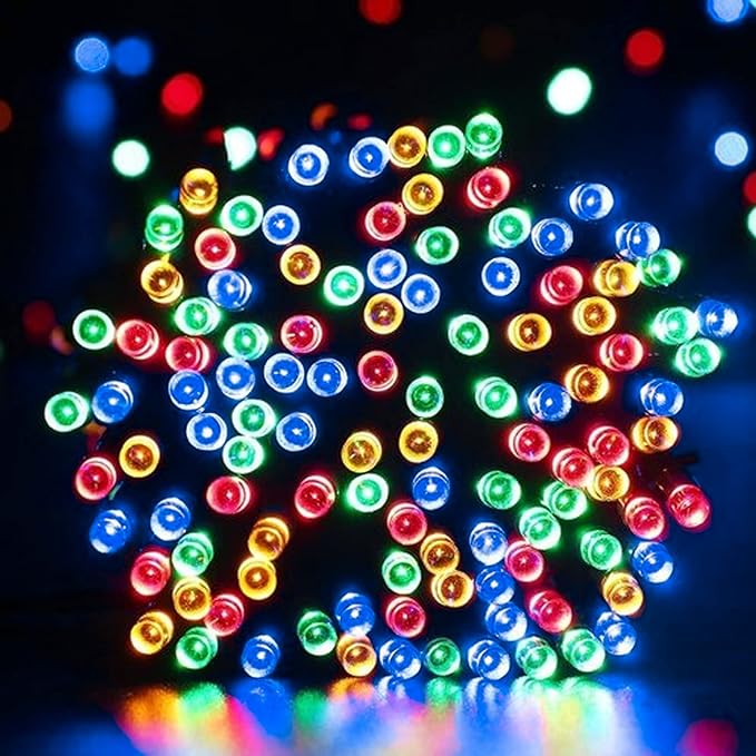 Dazzle Bright Christmas String Lights, 66FT 200 LED Connectable Green Wire 8 Modes String Lights, Waterproof Christmas Lights for Indoor Outdoor Patio Party Wedding Decorations, Multi-Colored