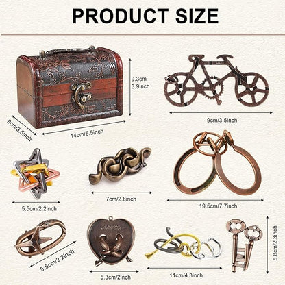 9 PCS Puzzles Metal Brain Teaser Puzzle Logic Metal Puzzle for Adult Lock Puzzles Gift for Adults Teenagers Kids