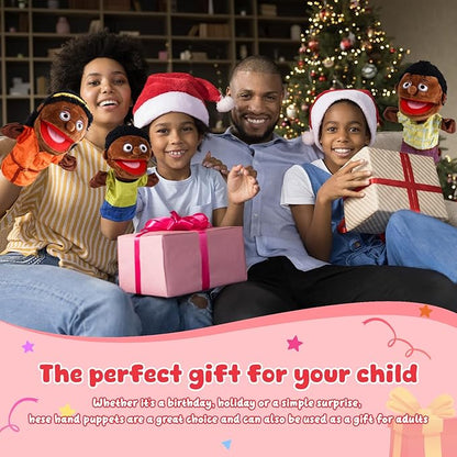 1 Pcs Family Hand Puppets 12 Inch Grandparents Mom Dad Brother Sister Plush Hand Puppet Toys Role-Play Toy Puppets for Kids Storytelling Imaginative Pretend Play Teaching Preschool(Black Grandmother)
