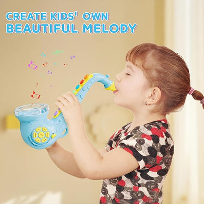 Contixo KT1 Toy Saxophone, Blue Digital Saxaboom, Trumpet, Clarinet with Light & Sound, Early Education Musical Instrument Gift for Toddlers Kids Girls Boys