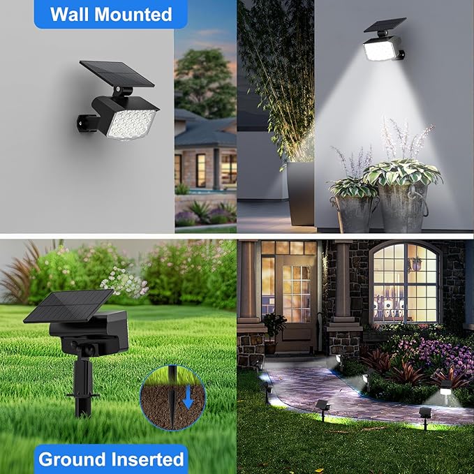 WELALO Solar Spot Lights Outdoor, [10 Pack/3 Modes] Solar Landscape Spotlights, Adjustable Solar Powered Security Lights, IP65 Waterproof Wall Lights for Walkway, Yard, Garden, Driveway (Cool White)