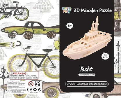 Georgie Porgy 3D Wooden Puzzles, DIY Models Kits for Kids, Dinosaur Animal Airplane Car Woodcraft Construction Toy DIY Projects (Airplanes Off-Road Vehicle Cars Yacht)
