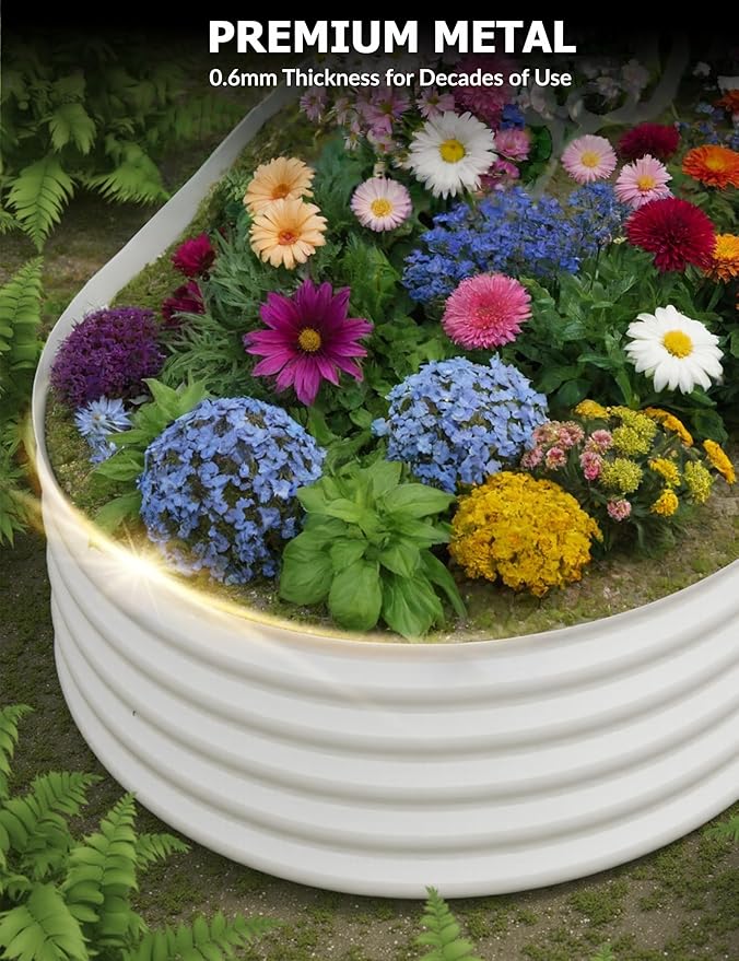 2 Pcs Raised Garden Beds Outdoor 8x4x1.5ft - Galvanized Steel Planter Box for Vegetables, Flowers, Rust-Resistant Garden Box, Easy Assembly Raised Beds, Durable Planters for Outdoor Plants, Beige