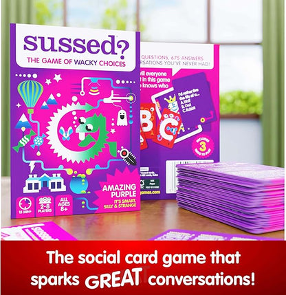 SUSSED Wacky ‘What Would You Do’ Card Game - Fun Boo Basket Stuffer for Girls, Boys & Kids - Builds Social Skills & Confidence - Purple Pack: Dragons, Space & Magic