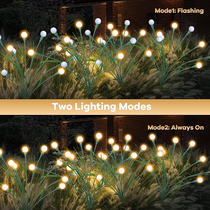 2 Packs Solar Garden Lights, New Upgraded Leaf Design 20 LED Solar Firefly Lights, Waterproof Solar Landscape In-Ground Path Lights Outdoor Decorations for Patio Yard Garden (Warm White)