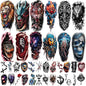 77 Sheets Temporary Tattoo for Women Men, 17 Sheets Half Arm Large 3D Eyes Lion Tiger Spider Fake Tattoos, 60 Sheets Flower Snake Skull Tiny for Adult Kids Cosplay Body Tattoos Stickers Realistic
