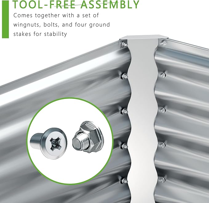 12x2x1FT Galvanized Raised Garden Bed,Planter Raised Beds-Metal Garden Box,Large Plant for Outdoor Planting, Vegetables Bed,Flower,Herb-Sliver