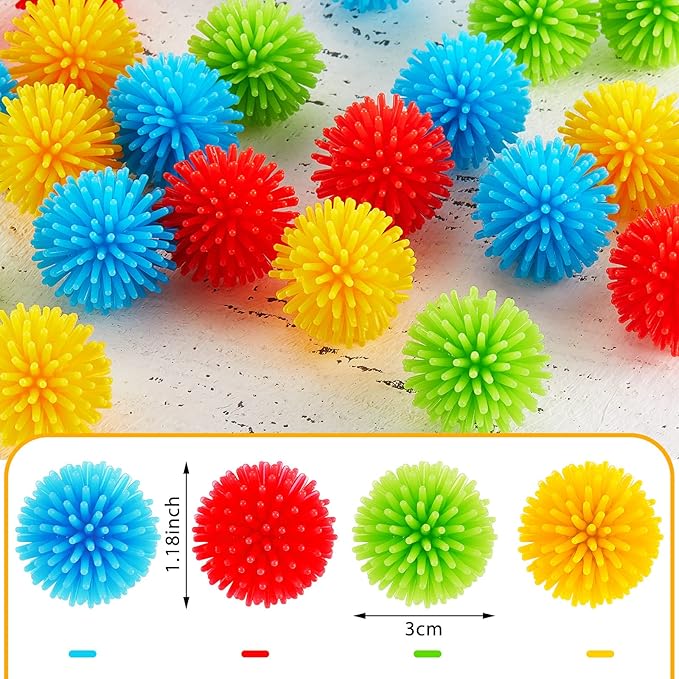 Civaner 40 Pieces Mini Spiky Porcupine Balls Multicolor Small Stress Relief Calming Toy Bright Hedge Balls Soft Colorful Fidget Sensory Toy for Home Office Birthday Party Favors Supplies