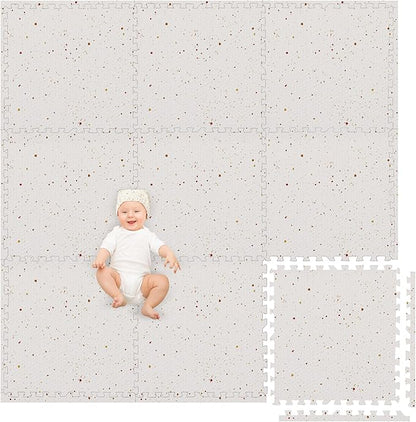 Play Platoon Non-Toxic Large Kids Mats for Floors, Extra-Thick Interlocking Tiles, 24 x 24 in. Puzzle Mat Pieces with Border, 9 Tile 72 x 72 inch, Neutral Playmat Rug for Toddlers & Children