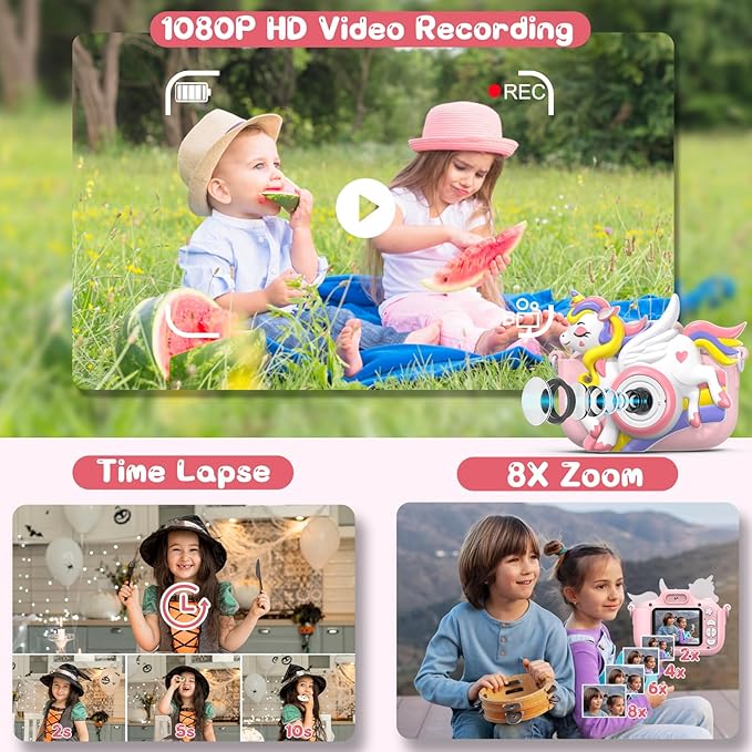 Kids Camera Toys for Girls Boys 3-12 | Toddler Camera Ideal Kids Digital Selfie Video Camera | Birthday Easter Gift for 4 5 6 7 8 9 Year Old Girls Boys | Fun Toy for Ages 3-8