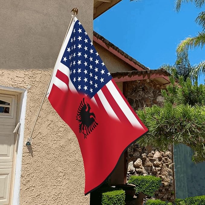 Vintage America Albania Albanian Flag Garden Yard House 2x3 ft Flags Double Sided Print Banner Indoor Outdoor Party Home Decorations for Boat Dorm House Balcony