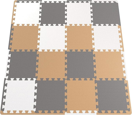 Angels Soft Foam Baby Play Mats Tiles 32 pcs Set covers over 46x46- Playmat Multi Use, Create & Build A Safe Area Interlocking Jigsaw Puzzle eva Non-Toxic Floor for Toddler Infant Kids Toy Room & Yard