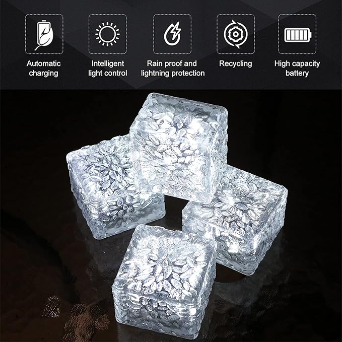 Solar Brick Lights, Outdoor Solar Lights, Outdoor Waterproof Patio Brick Lights, 2.8 * 2.8in Garden Decor for Outside 4 Packs for Patio,Yard,Walkway,Pathway Decor