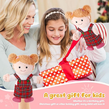 1 Pcs Family Hand Puppets 13 Inch Grandparents, Mom & Dad, Brother & Sister Plush Hand Puppet Toys Role-Play Toy Puppets for Kids Storytelling Imaginative Pretend Play Teaching Preschool(Sister A)