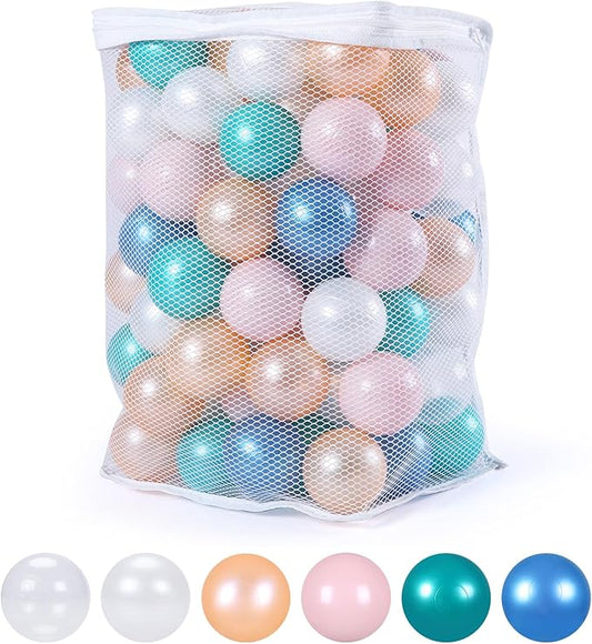 Ball Pit Balls Pack of 100 200 500 - Star and Round Set BPA Free Phthalate Free Non-Toxic Crush Proof Play Balls Soft Plastic Balls for Toddlers Baby Kids Birthday Pool Tent Party