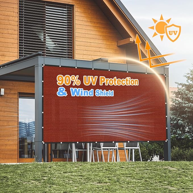 VICLLAX Shade Fabric Sun Shade Cloth with Every 2 FT Grommets for Patio Garden Pergola Cover Canopy 20x20 FT, Rust Red