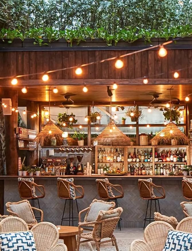 Outdoor String Lights 60 Feet G40 Globe Patio Lights with 32 Edison Shatterproof Bulbs(2 Spare), Waterproof Connectable Hanging Christmas Light for Backyard Porch Balcony Party Xmas Decor