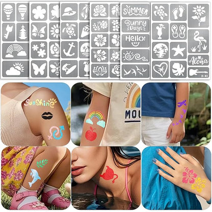 Yazhiji 167 PCS Temporary Tattoo Stencils for Kids, Face and Body Paint Stencils, Girl Boy Glitter Tattoos Pack for Kids Halloween School Show Birthdays Summer Christmas Party Favor Supplies