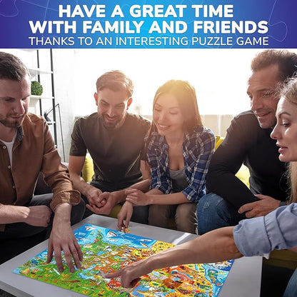 QUOKKA Puzzles for Adults 1000 Pieces - 3 Set Floor Puzzles for Kids Ages 8-10 - Learning Map of The United States World Space - Educational Games for Kids 6-8 - Toys for 12 Year Old Boys and Girls