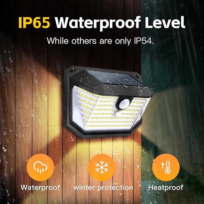 Solar Lights Outdoor Motion Sensor, 178 LED 300LM Waterproof IP65, Wall Mounted Security Light with 3 Modes, 270° Wide AngleWide Angle, Solar Powered for Garden, Yard, Patio, Front Door(8Pack)