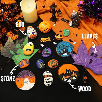 48 Colors Acrylic Paint Markers, Dual Tip with Fine Tip and Brush Tip Pens for Stone, Wood, Calligraphy, Canvas, Ceramic, Metal, Glass, Rock Painting, DIY Crafts Art Supplies Kit