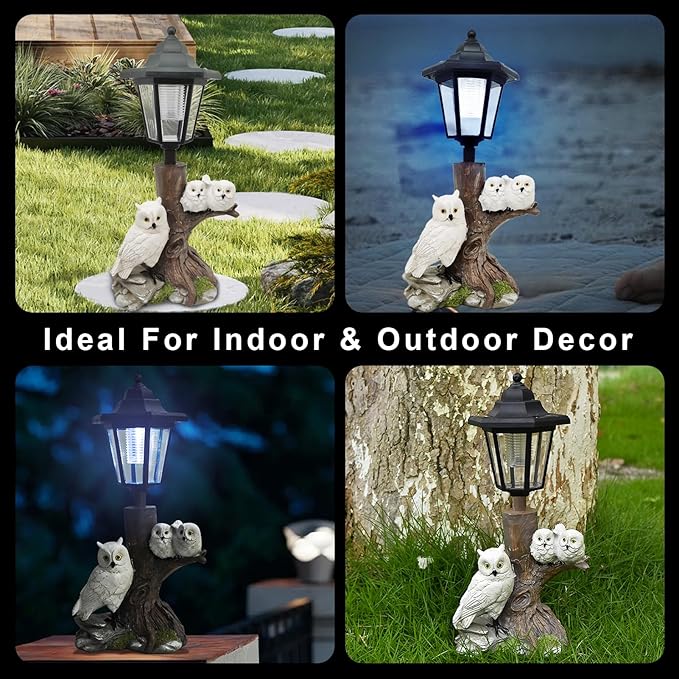 Owl Solar Lights Outdoor Garden,Solar Owls for Outdoors,Solar Powered Owl Garden Statues Decor,Unique Gifts Lights for Patio,Yard,Balcony