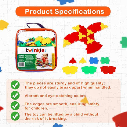 Interlocking Puzzle Toy | Big Pieces |Great for Occupational Therapy and Fine Motor Skill Development | Build STEM Skills at Home |Car Road Trip Pocket Game | Ages 3 and up |Toddler Fun