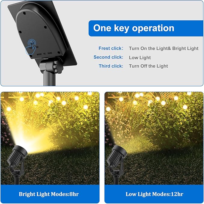 Solar Spot Lights Outdoor, Solar Landscape Spotlights IP65 Waterproof 9.8ft Cable, Dusk to Dawn Solar Uplights for Tree Garden Yard Driveway Porch Walkway Pool (6-in-1, 3000K Warm White)