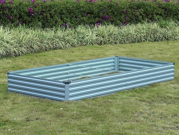 2 Pack 6x3x1FT Galvanized Raised Garden Beds Kit Outdoor Metal Gardening Planter Box for Vegetable Elevated Flower Herbs,Gray
