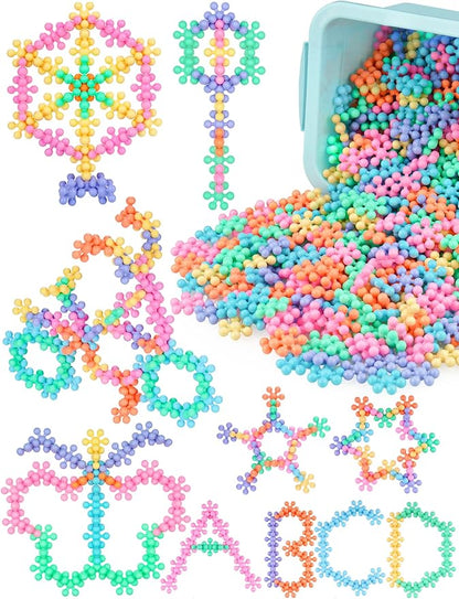 600PCS Interlocking Snowflake Building Block Toy (Macaron Colors)
