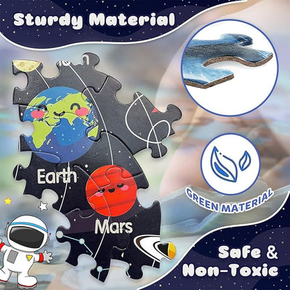 Puzzles for Kids Ages 4-6 with Solar System Planets, 70 Piece Round Large Kids Floor Puzzles for Ages 3 4 5 6 7 8, Educational Toy Gift Jigsaw Puzzles for 5 Year Old Boys Girls