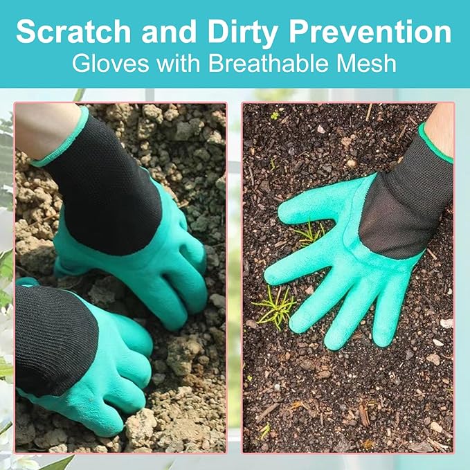 6 Pcs Garden Tool Set, Gardening Hand Tools Aluminum Alloy Starter Kit with Garden Bag, Heavy Duty Outdoor Tool Set with Ergonomic Handle, Gardening Gifts (No Flower Pattern)