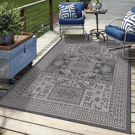 Keen Home Design Terrace Outdoor Area Rug - 4x6 Washable Indoor/Outdoor Rug for Patio, Kitchen, Balcony, Beach, Garden, Deck and Porch, Size: 3'10"x5'7"