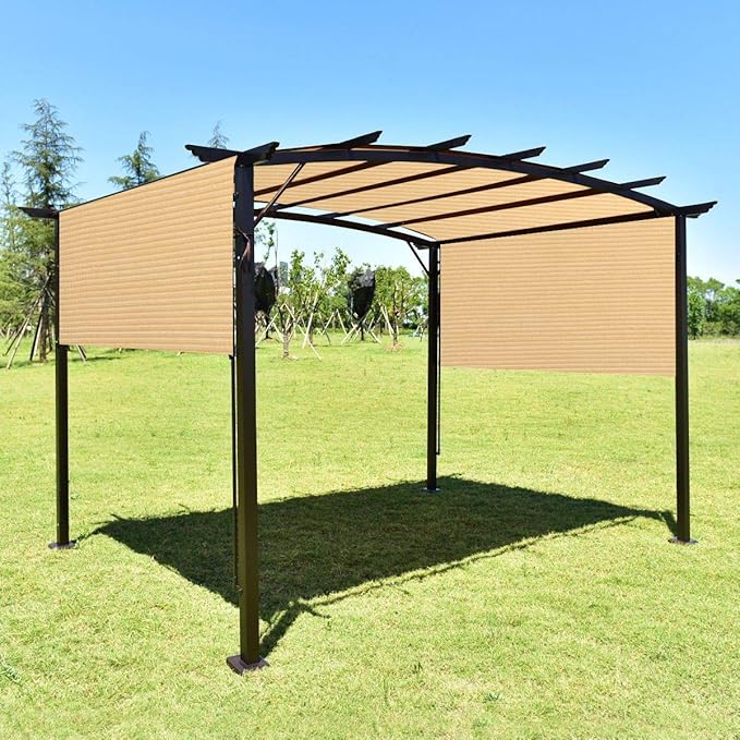 Eden's Decor Straight Flat-Edged Sun Shade Sail Rectangular 4' x 9' Beige UV-Blocking Outdoor Canopy Fabric Cloth Awning for Pergola Patio Garden Backyard Custom Size