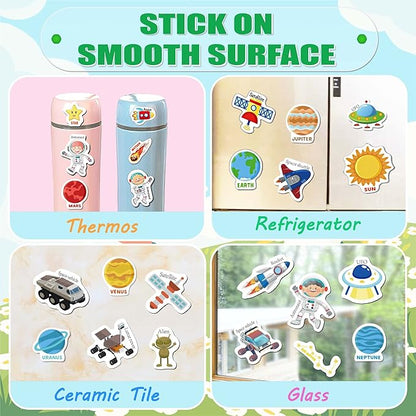 Reusable Sticker Books for Kids, Jelly Quiet Book, Preschool Learning Activities Busy Book for Toddler Travel Toys Waterproof Stickers for Kids 2 3 4 5 6 Year Old Girls Boys (Space)