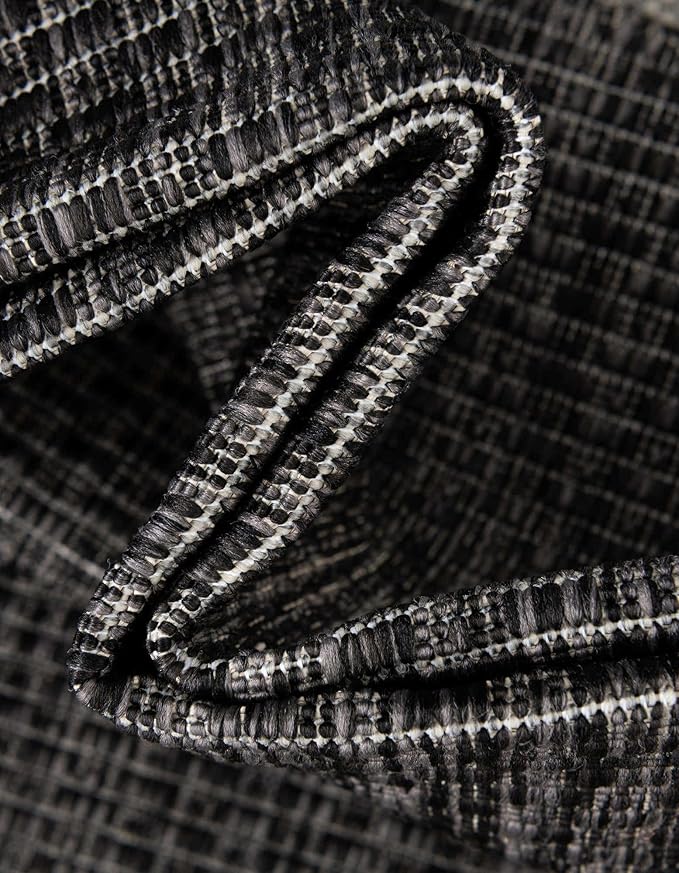 Unique Loom Outdoor Border Collection Area Rug - Soft Border (5' 3" x 7' 1" Rectangle Black/Ivory)