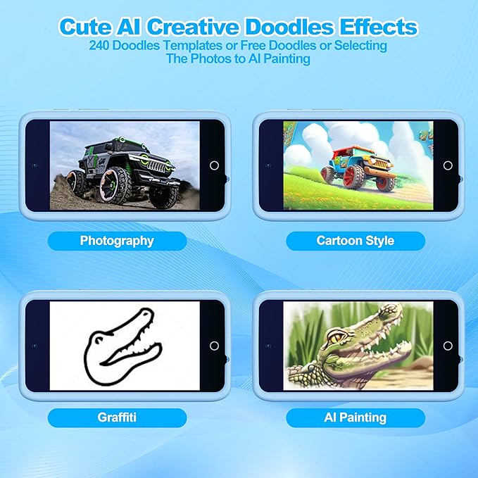 AI Digital Camera for Kids with WiFi for Christmas Birthday Gift for Girls Boys，Touch Screen HD Camera for Home Travel Garden,Kids Toys for 4 5 6 7 8 9 10 11 12 with 32GB SD Card Blue